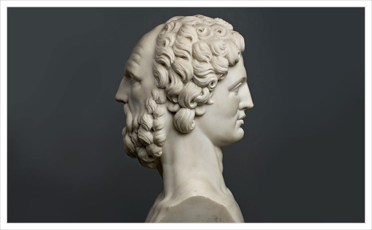 Head statue of god called Janus